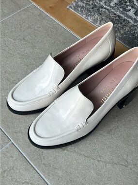 NWOT kate spade White Patent Leather Loafers with Pink Insole